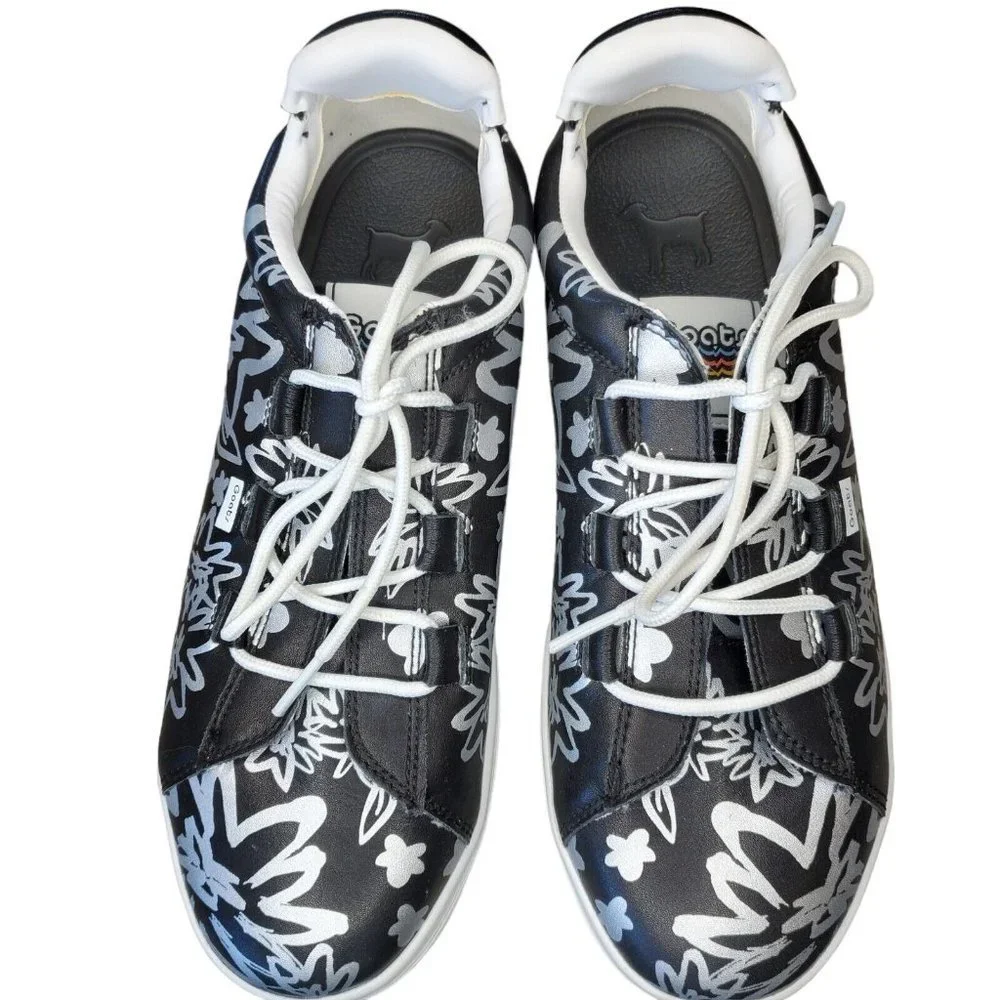 Goats Size 9‎ Sharpie Marker black Silver Leather Laceup Fashion Sneakers Slipon